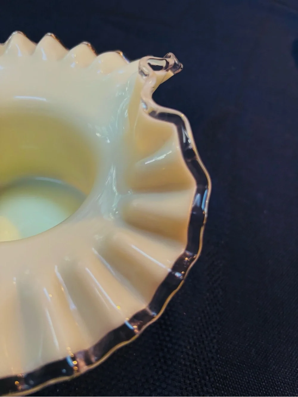 Vintage Fenton Silvercrest Yellow Ruffled Glass Vase